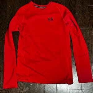 YL Under Armour Red Long Sleeve Compression Shirt Coldgear